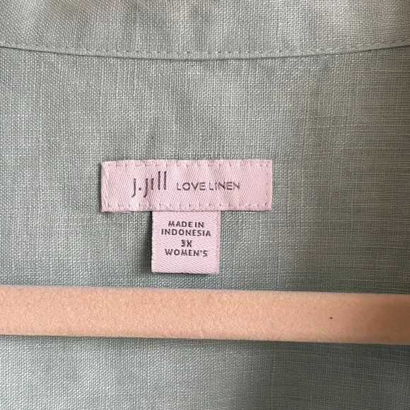 J. Jill Soft Blue 100% Linen Buttom Down Top Coastal Grandma Beach Resort Sz 3X - Picture 2 of 9